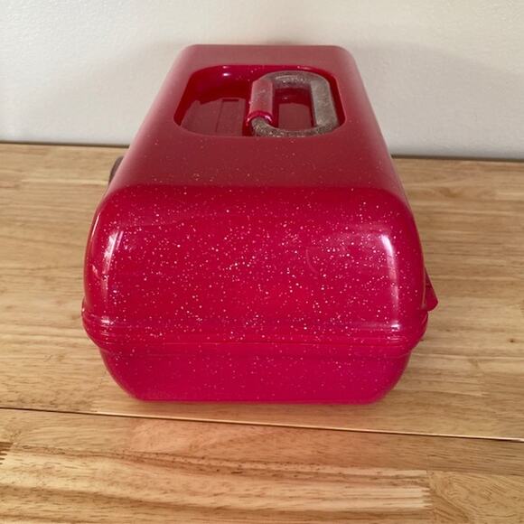 Caboodle Pink Glitter Make-Up Jewelry Art Organizer Box Container 2 Tier Mirror - Picture 4 of 7